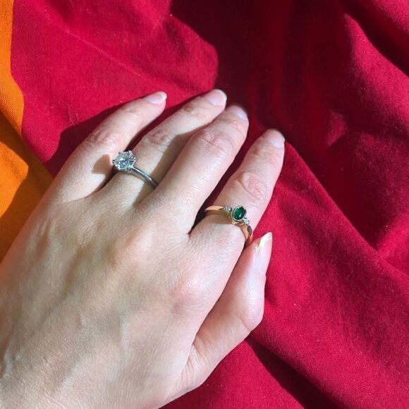 14K gold diamond and emerald ring size 6.25 - Picture 3 of 7